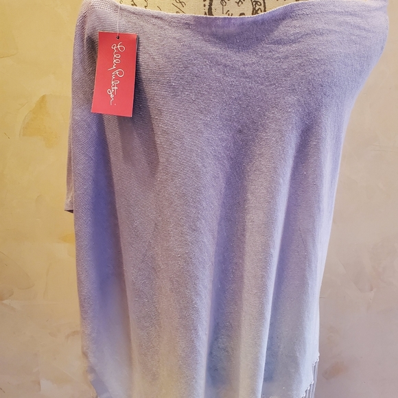 LILLY PULITZER MARIN OMBRE SWEATER WRAP FRINGED LILAC VERBEN BEACH BLISS ONE SIZ - Picture 12 of 16